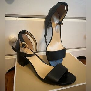 Michael Kors “Lena” Black Leather Open Toe heel, size 10